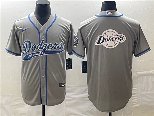 Men's Los Angeles Dodgers Grey Blank With Patch Cool Base Stitched Baseball Jerseys