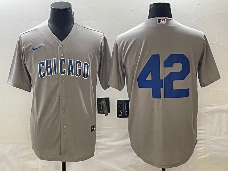 Men's Chicago Cubs #42 Bruce Sutter Gray Stitched Cool Base Nike Jersey - Click Image to Close