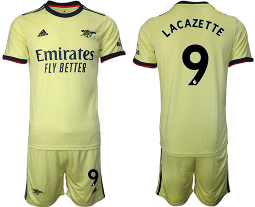 Arsenal F.C #9 Lacazette Away Soccer Jersey with Shorts - Click Image to Close
