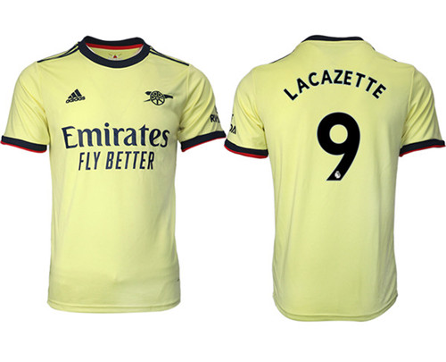 Arsenal F.C #9 Lacazette Yellow Away Soccer Jersey - Click Image to Close