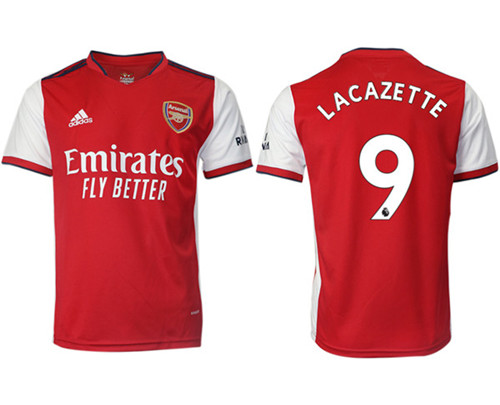 Arsenal F.C #9 Lacazette Red Home Soccer Jersey5 - Click Image to Close