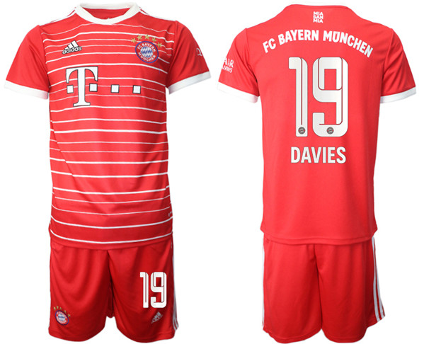 Men's FC Bayern Munchen #19 Alphonso Davies 22-23 Red Home Soccer Jersey Suit