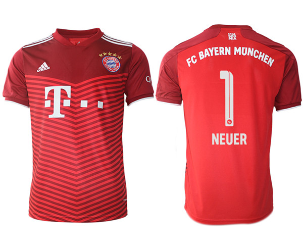 Men's FC Bayern Munchen #1 Neuer Red Home Soccer Jersey