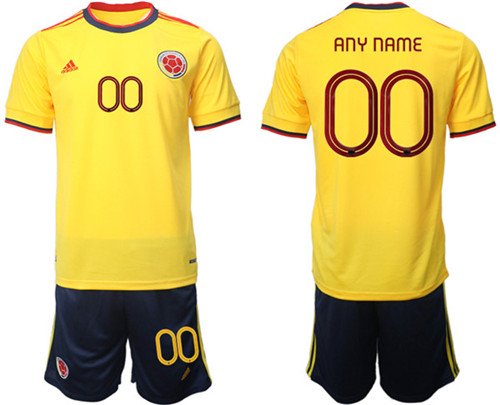 Men's Colombia Custom Yellow Home Soccer Jersey Suit - Click Image to Close