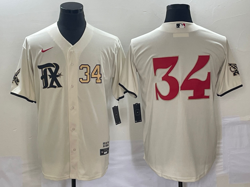 Men's Texas Rangers #34 Nolan Ryan Number Cream 2023 City Connect Stitched Baseball Jersey