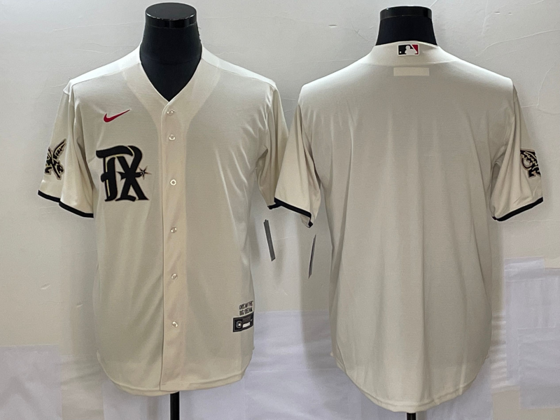 Men's Texas Rangers Blank Cream 2023 City Connect Cool Base Stitched Baseball Jersey