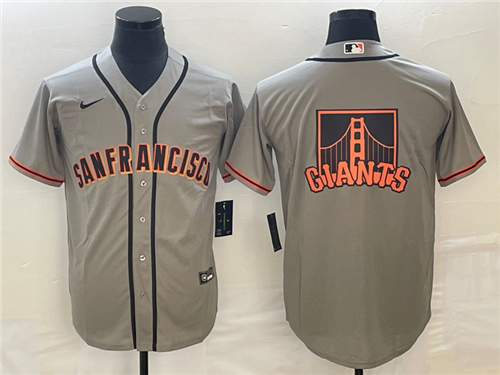 Men's San Francisco Giants Gray Team Big Logo Cool Base Stitched Jersey - Click Image to Close