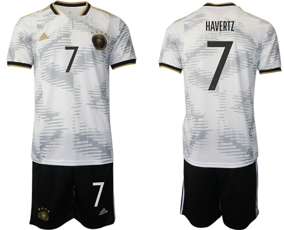 Men's Germany #7 Havertz White Home Soccer Jersey Suit