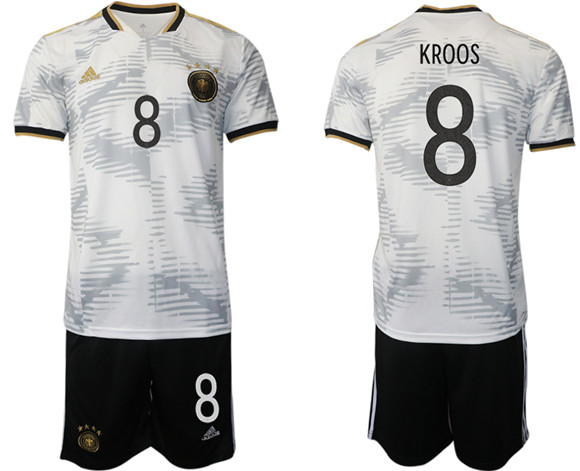 Men's Germany #8 Kroos White Home Soccer Jersey Suit - Click Image to Close