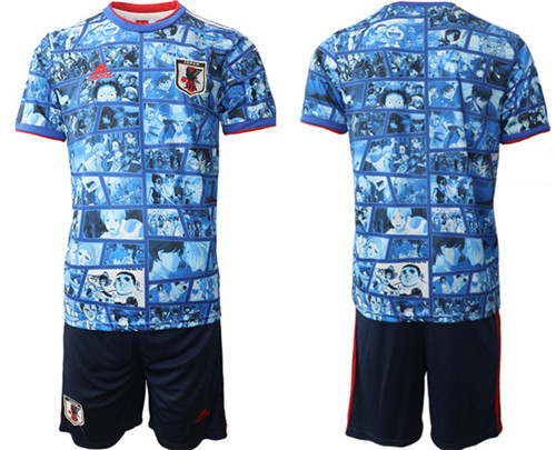 Men's Japan Blank Blue Home Soccer Jersey Suit - Click Image to Close