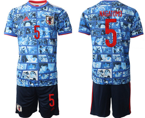Men's Japan #5 Nagatomo Blue Home Soccer Jersey Suit - Click Image to Close