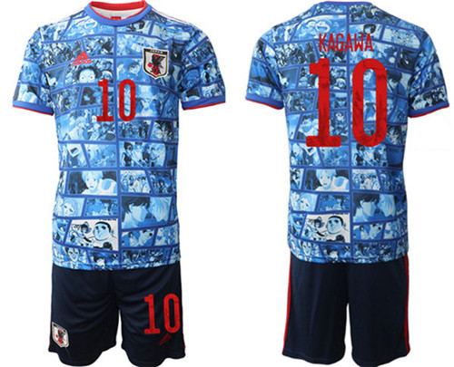 Men's Japan #10 Kagawa Blue Home Soccer Jersey Suit - Click Image to Close