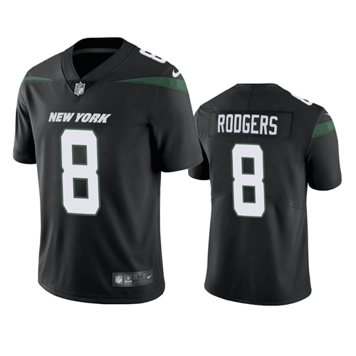 Men's New York Jets #8 Aaron Rodgers Black Vapor Untouchable Limited Stitched Jersey - Click Image to Close