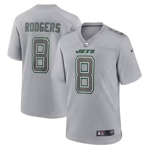 Men's New York Jets #8 Aaron Rodgers Grey Atmosphere Fashion Stitched Jersey
