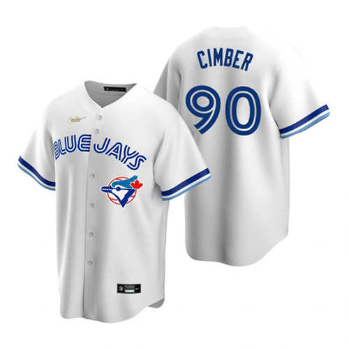 Mens Toronto Blue Jays #90 Adam Cimber Nike White Cooperstown Collection Jersey - Click Image to Close