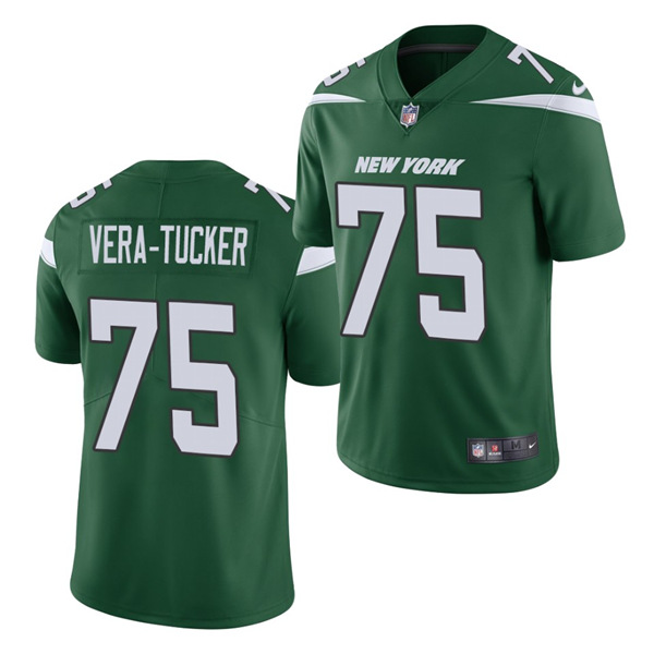 Men's New York Jets #75 Alijah Vera-Tucker Green Vapor Untouchable Limited Stitched Jersey - Click Image to Close