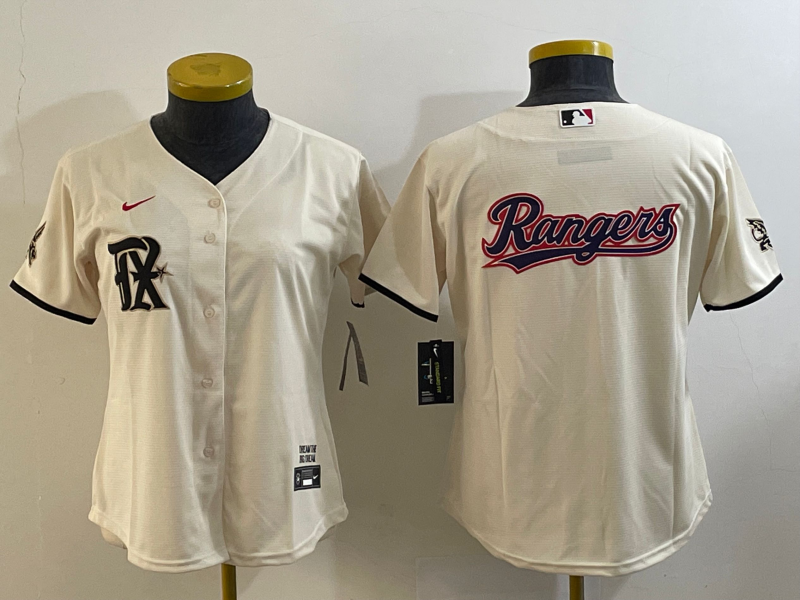 Women's Texas Rangers Big Logo Cream 2023 City Connect Stitched Baseball Jersey