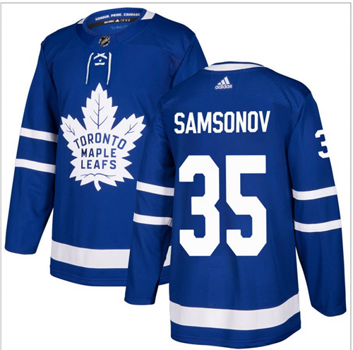 Men's Toronto Maple Leafs #35 Ilya Samsonov Blue Stitched Jersey - Click Image to Close