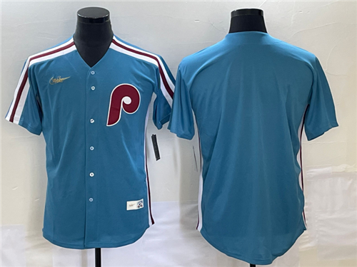 Men's Philadelphia Phillies Blank Blue Cooperstown Throwback Cool Base Nike Jersey - Click Image to Close