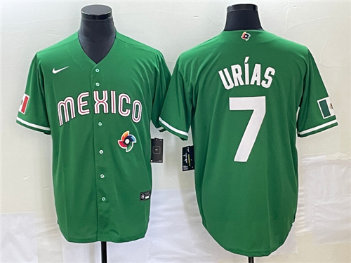Men's Mexico Baseball #7 Julio Urias Green 2023 World Baseball Classic Stitched Jersey - Click Image to Close
