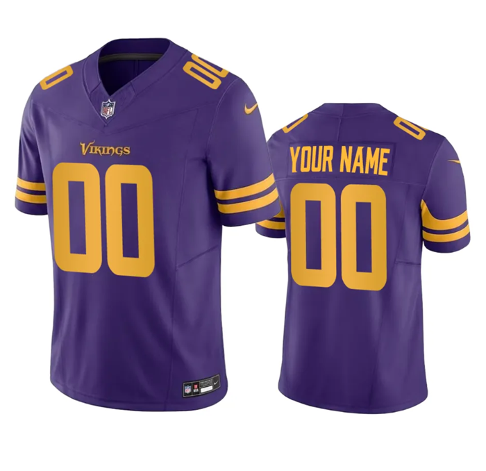 Men's Minnesota Vikings Active Player Custom Purple 2023 F.U.S.E. Color Rush Stitched Jersey - Click Image to Close