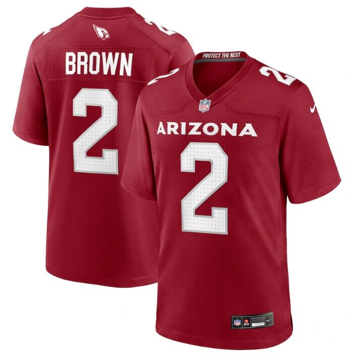Men's Arizona Cardinals #2 Marquise Brown Red Stitched Game Football Jersey - Click Image to Close