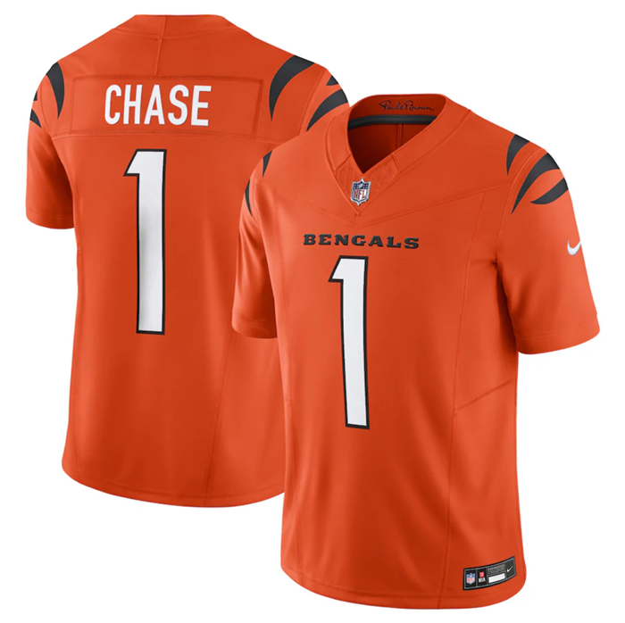 Men's Cincinnati Bengals #1 Ja'Marr Chase Orange 2023 F.U.S.E. Vapor Untouchable Limited Stitched Je - Click Image to Close