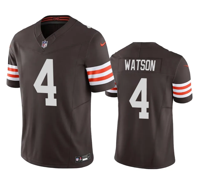Men's Cleveland Browns #4 Deshaun Watson Brown 2023 F.U.S.E. Vapor Untouchable Limited Stitched Jers