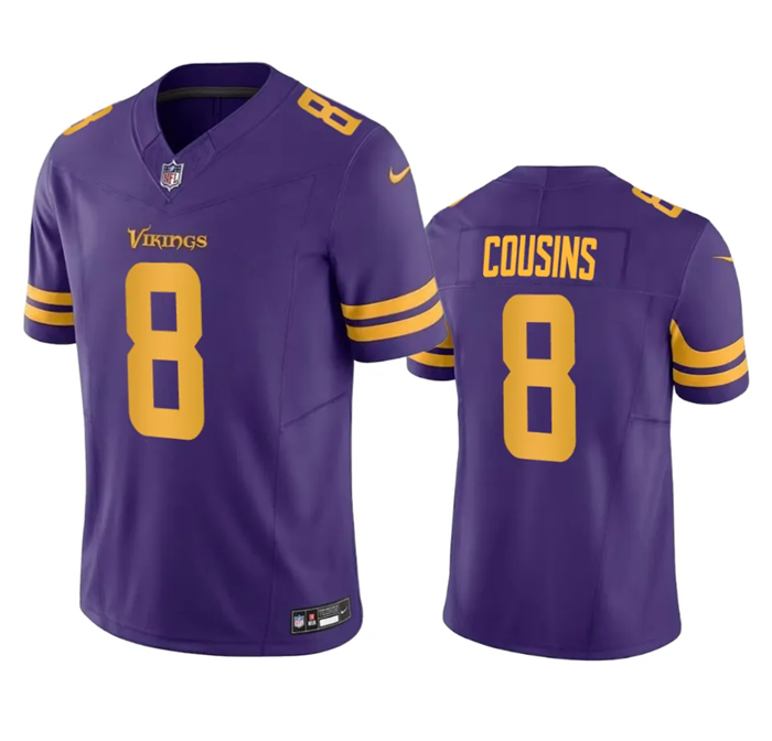 Men's Minnesota Vikings #8 Kirk Cousins Purple 2023 F.U.S.E. Color Rush Stitched Jersey - Click Image to Close