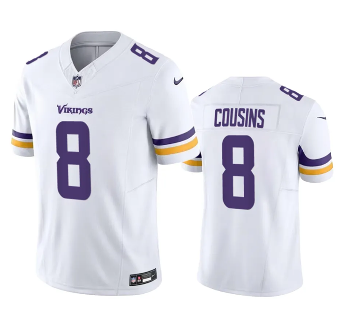 Men's Minnesota Vikings #8 Kirk Cousins White 2023 F.U.S.E. Vapor Untouchable Stitched Jersey - Click Image to Close