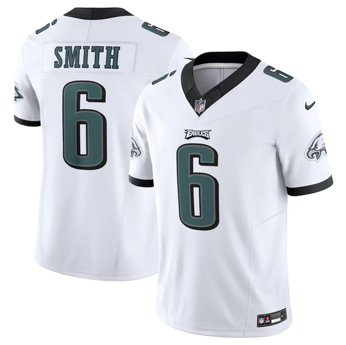 Men's Philadelphia Eagles #6 DeVonta Smith White 2023 F.U.S.E. Vapor Untouchable Limited Stitched Fo