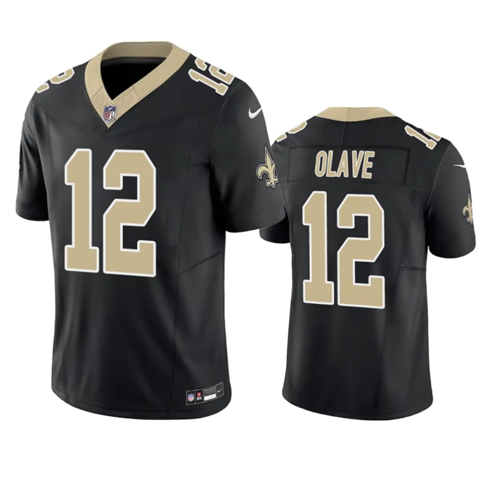 Men's New Orleans Saints #12 Chris Olave Black 2023 F.U.S.E. Vapor Untouchable Limited Stitched Jers