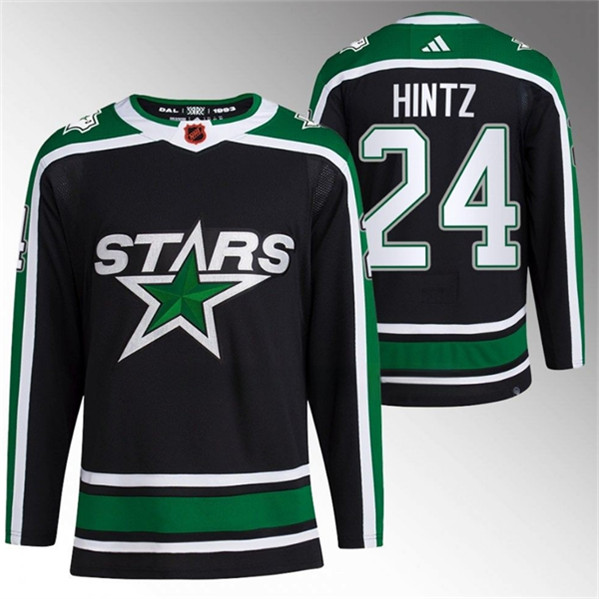 Men's Dallas Stars #24 Roope Hintz Black 2022-23 Reverse Retro Stitched Jersey - Click Image to Close