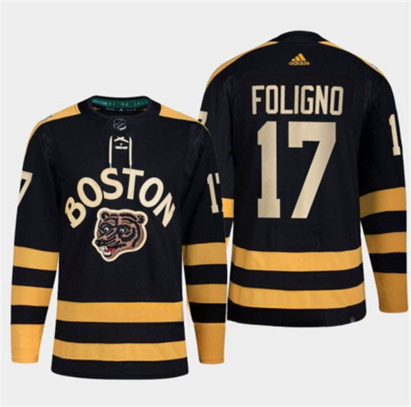 Men's Boston Bruins #17 Nick Foligno Black Classic Primegreen Stitched Jersey - Click Image to Close