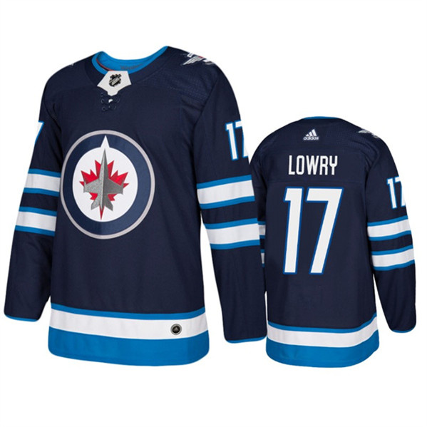 Men's Winnipeg Jets #17 Adam Lowry Navy Stitched Jersey - Click Image to Close