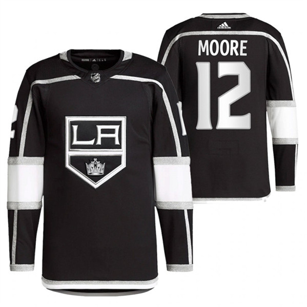 Men's Los Angeles Kings #12 Trevor Moore Black Stitched Jersey - Click Image to Close