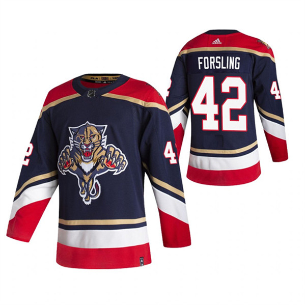 Men's Florida Panthers #42 Gustav Forsling Navy Stitched Jersey - Click Image to Close