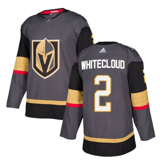 Men's Vegas Golden Knights #2 Zach Whitecloud Gray Stitched Jersey - Click Image to Close