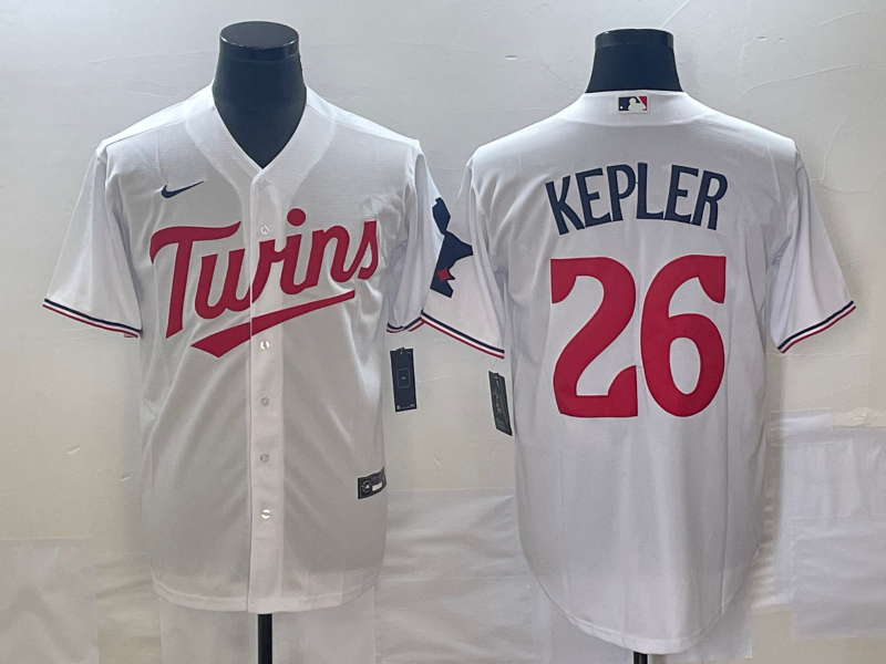 Men's Minnesota Twins #26 Max Kepler White Red Stitched MLB Cool Base Nike Jersey - Click Image to Close