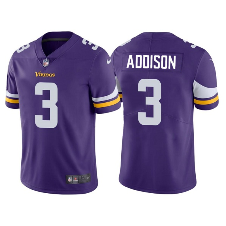 Men's Minnesota Vikings #3 Jordan Addison Purple 2023 Draft Vapor Untouchable Limited Stitched Jerse - Click Image to Close