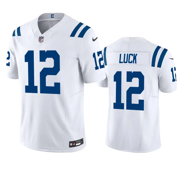 Men's Indianapolis Colts #12 Andrew Luck White 2023 F.U.S.E Vapor Untouchable Stitched Football Jers