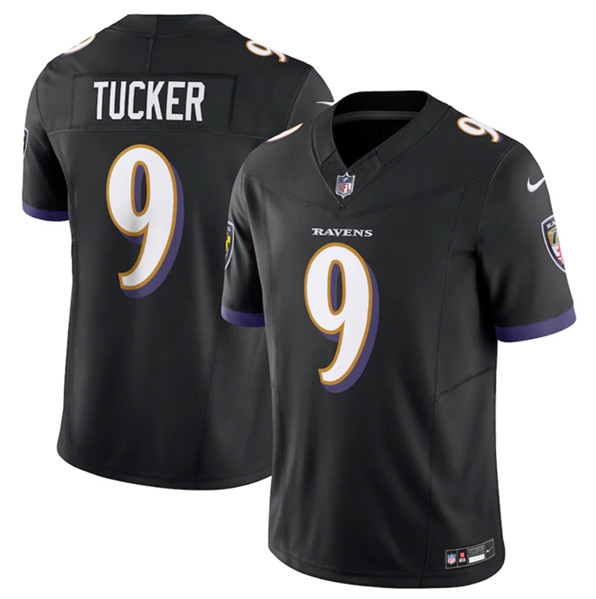 Men's Baltimore Ravens #9 Justin Tucker Black 2023 F.U.S.E Vapor Jersey