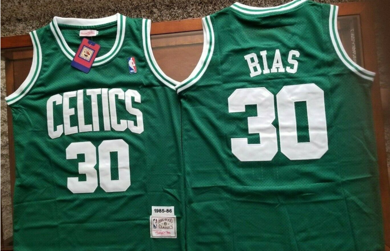Men's Boston Celtics #30 Len Bias Green Swingman Throwback Jersey - Click Image to Close