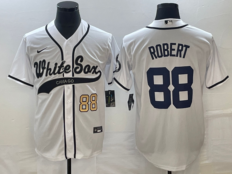 Men's Chicago White Sox #88 Luis Robert Number White Cool Base Stitched Baseball Jersey - Click Image to Close