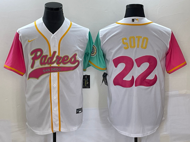 Men's San Diego Padres #22 Juan Soto White NEW 2023 City Connect Cool Base Stitched Jersey