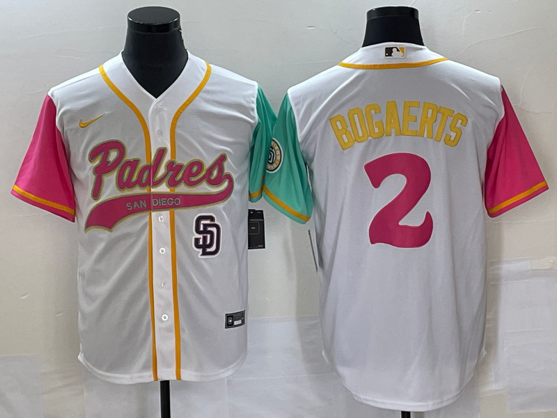 Men's San Diego Padres #2 Xander Bogaerts White NEW 2023 City Connect Cool Base Stitched Jersey - Click Image to Close