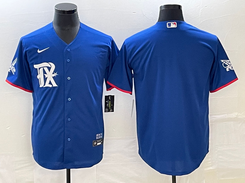 Men's Texas Rangers Blank Royal Blue 2023 City Connect Stitched Baseball Jersey - Click Image to Close