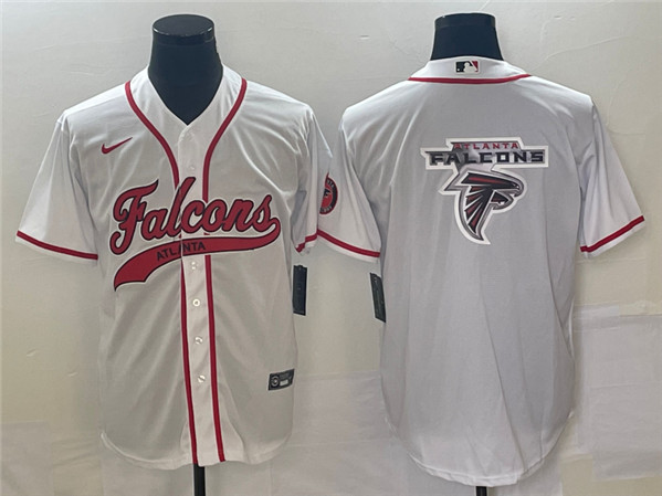 Men's Atlanta Falcons White Team Big Logo With Patch Cool Base Stitched Baseball Jersey - Click Image to Close