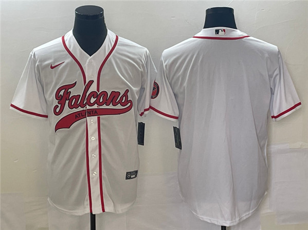 Men's Atlanta Falcons Blank White With Patch Cool Base Stitched Baseball Jersey - Click Image to Close