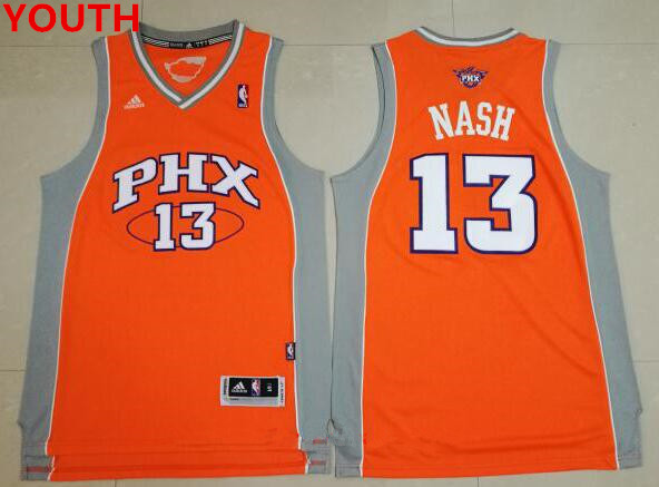 Youth Phoenix Suns #13 Steve Nash Orange Stitched NBA Adidas Revolution 30 Swingman Jersey - Click Image to Close